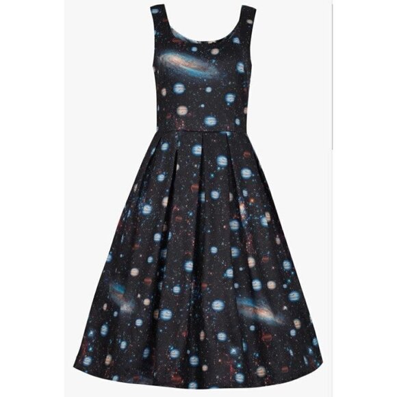 Dolly & Dotty Amanda Swing Dress in Black Space Print - Picture 1 of 3